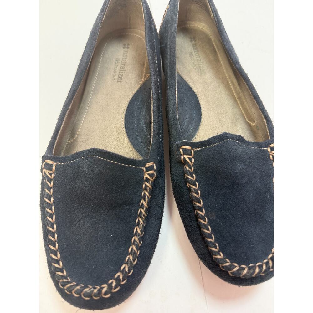 Naturalizer N5 Comfort Navy Blue Suede Moccasin Loafers Slip On Flats